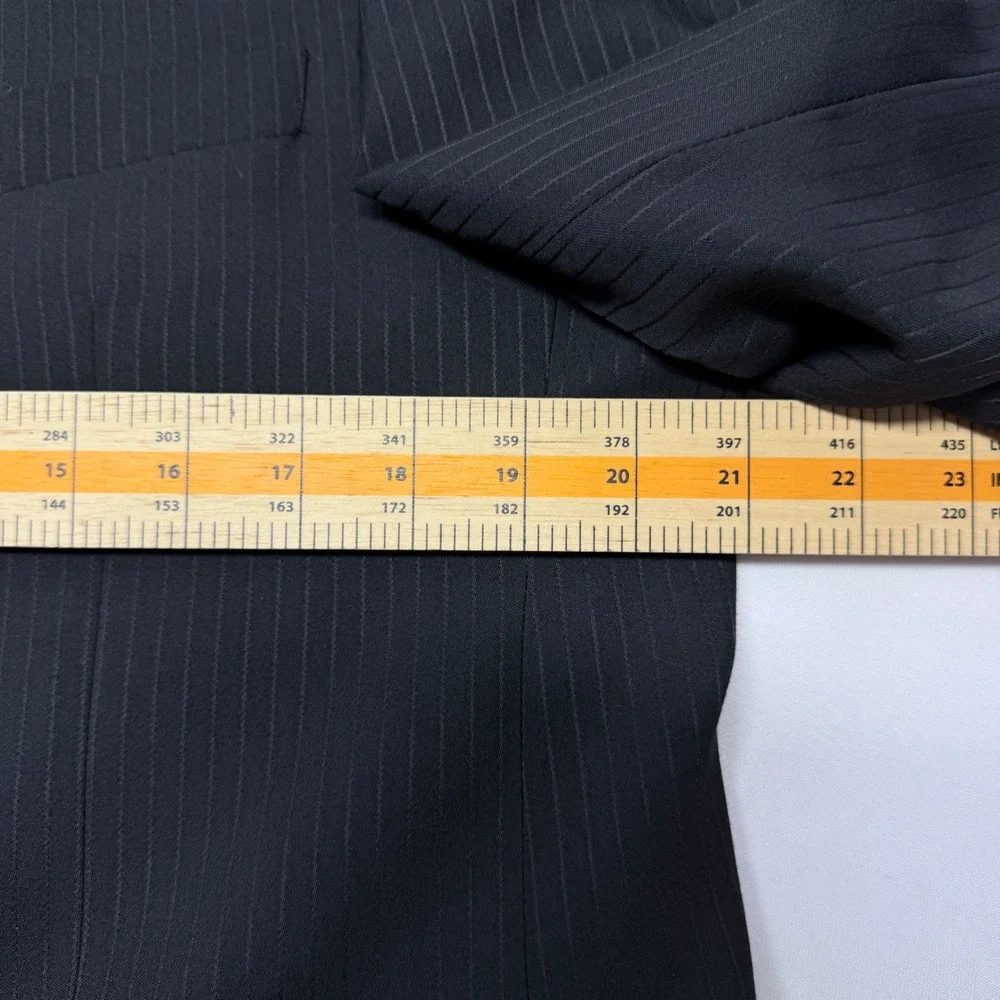 Lineage Milan-New York Mens Pinstripe 3 Button Blazer Black Superior Fine Fabric